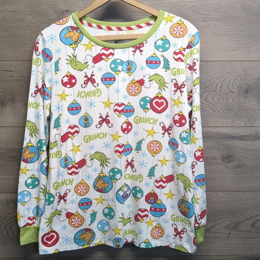 Bundle Of 2 Christmas Grinch Themed Sleep Pajama Shirts Women's Medium